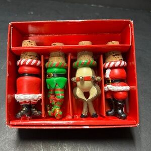 Boston Warehouse Holiday Character Bottle Stopper Set - Red, Green, Cream